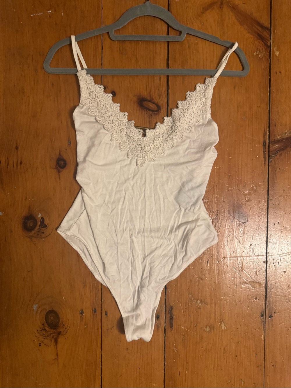 Free People Ivory Lace-Trim Bodysuit